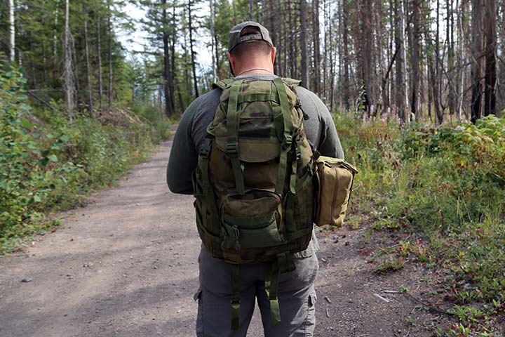 55L Camping and travel molle backpack ATACS camo pattern